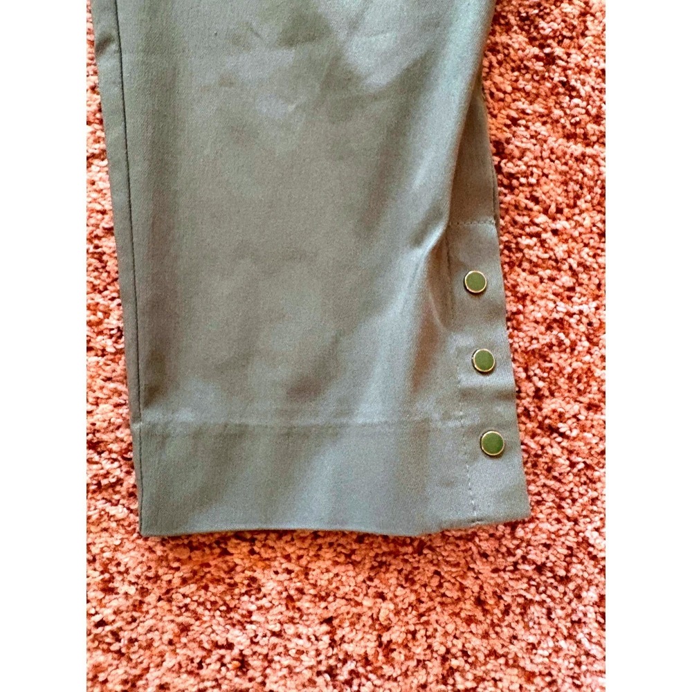 Chicos Women Ankle Pants Pull On Straight Size 2/12 Sage Green Button Hem Detail - Picture 10 of 14